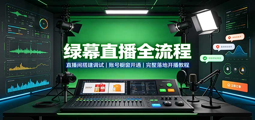 绿幕直播全流程：直播间搭建调试，账号橱窗开通，完整落地开播教程-易创网