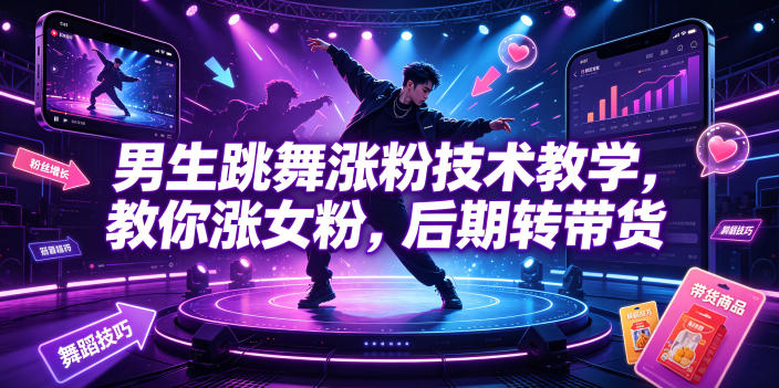 男生跳舞涨粉技术教学，教你涨女粉，后期转带货-易创网