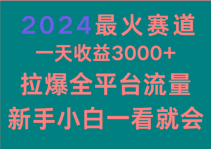 2024最火赛道，一天收一3000+.拉爆全平台流量，新手小白一看就会-易创网