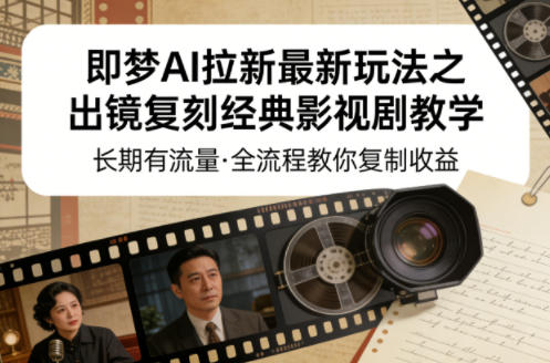 即梦AI拉新最新玩法之出镜复刻经典影视剧教学，长期有流量，全流程教你复制收益-易创网
