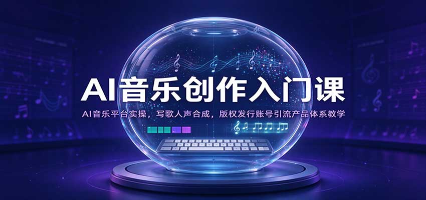 AI音乐创作入门课：AI音乐平台实操，写歌人声合成，版权发行账号引流产品体系教学-易创网