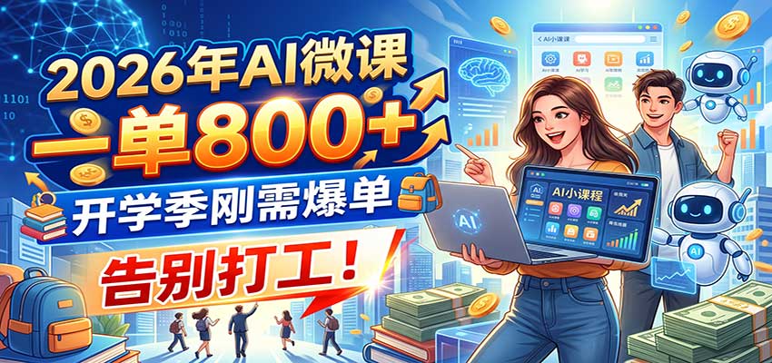 2026年AI微课，一单800+，开学季刚需爆单，告别打工！-易创网