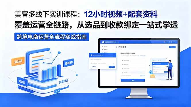 （18531期）美客多线下实训课程：12小时视频+配套资料覆盖运营全链路，从选品到收款绑定一站式学透-易创网