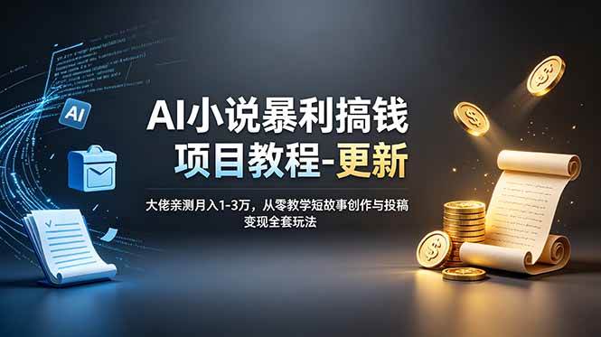 （19030期）AI小说暴利搞钱项目教程-更新，大佬亲测月入1-3万，从零教学短故事创作与投稿变现全套玩法-易创网
