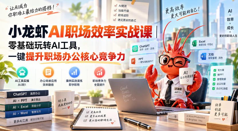 小龙虾AI职场效率实战课｜零基础玩转AI工具，一键提升职场办公核心竞争力-易创网
