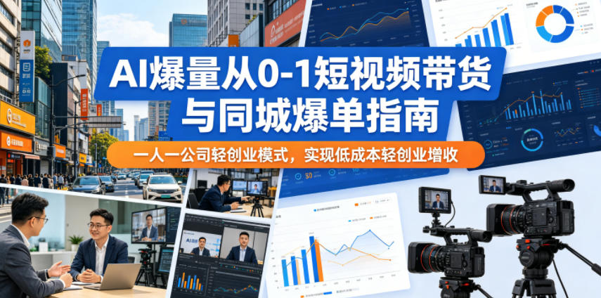 AI爆量从0-1短视频带货与同城爆单指南，一人一公司轻创业模式，实现低成本轻创业增收-易创网