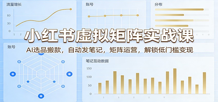 小红书虚拟矩阵实战课：AI选品搬款，自动发笔记，矩阵运营，解锁低门槛变现-易创网