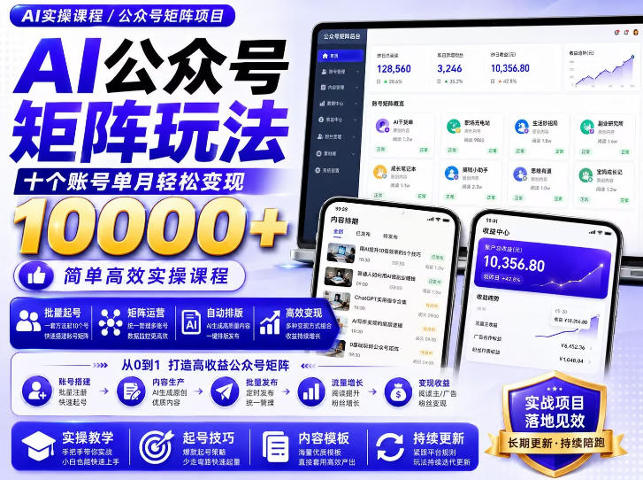 AI公众号矩阵实操玩法：内含价值399的提示词，三分钟一篇爆款文章，支持矩阵多账号运营-易创网