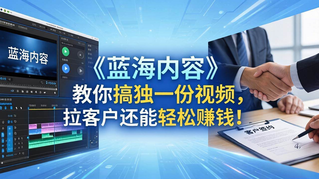 （18301期）做视频卷不动了？《蓝海内容》教你搞独一份视频，拉客户还能轻松赚钱！-易创网