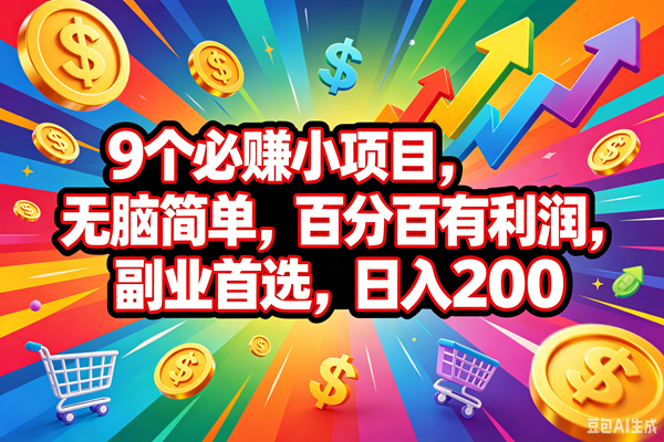 （18623期）9个必赚钱的小项目，百分百会赚米，无脑简单，副业首选，日入200+-易创网
