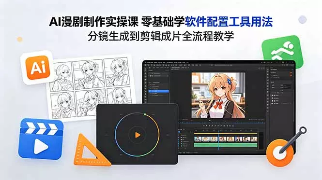 AI漫剧制作实操课 零基础学软件配置工具用法 分镜生成到剪辑成片全流程教学-易创网