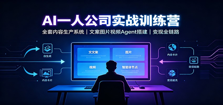 AI创作一人公司实战训练营：全套内容生产系统，文案图片视频Agent搭建变现全链路-易创网