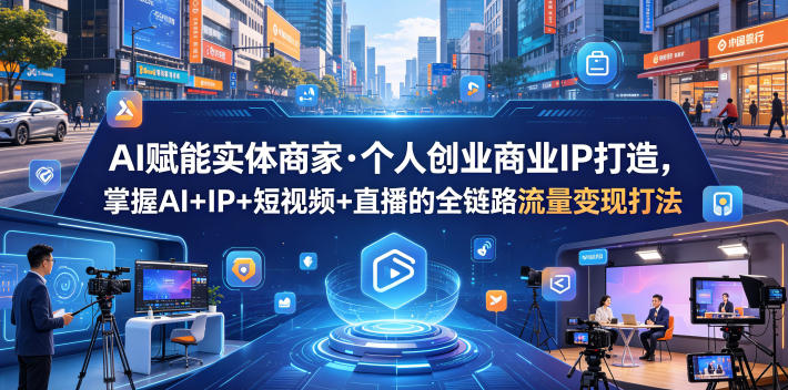 AI赋能实体商家·个人创业商业IP打造，掌握AI+IP+短视频+直播的全链路流量变现打法-易创网