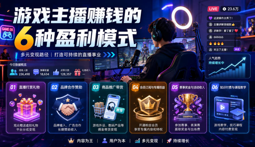 付费文章：游戏主播賺钱的6种盈利模式-易创网