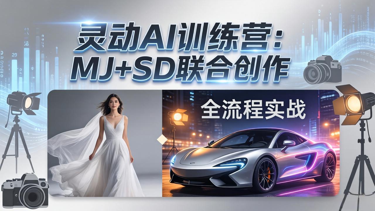 灵动AI训练营-3.0课程：MJ+SD联合创作，从婚纱大片到汽车广告，摄影后期全流程实战-易创网