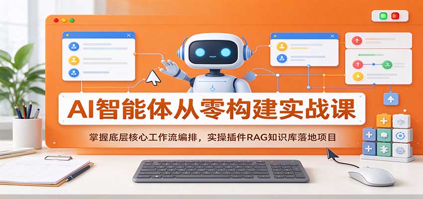 AI智能体从零构建实战课：掌握底层核心工作流编排，实操插件RAG知识库落地项目-易创网