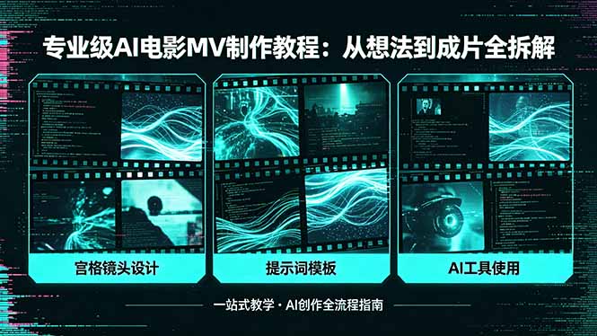 专业级AI电影MV制作教程，从想法到成片全拆解，宫格镜头+提示词模板+AI工具一站式教学-易创网