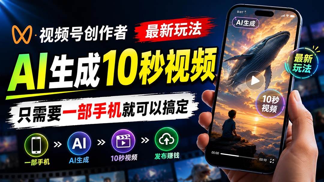 （20136期）视频号创作者最新玩法，AI生成10秒视频，只需要一部手机就可以搞定-易创网