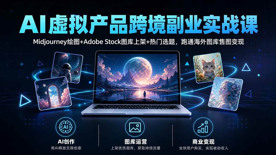 （20514期）AI虚拟产品跨境副业实战课｜Midjourney绘图+Adobe Stock图库上架+热门选题，跑通海外图库售图变现-易创网