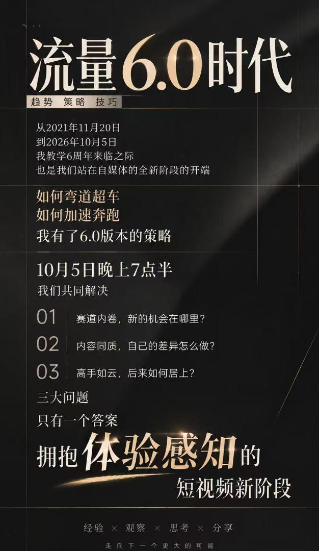 流量6.0时代直播课2026年10月，流量6.0时代的趋势、策略、技巧，2027年前，你的IP能否做起来，本场直播就是你的转折点-易创网