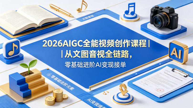 2026AIGC全能视频创作课程｜从文图音视全链路，零基础进阶AI变现接单-易创网