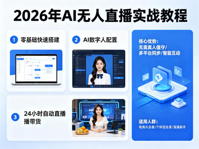 2026年AI无人直播实战教程，零基础也能快速搭建AI数字人无人直播间，实现24小时自动直播带货-易创网