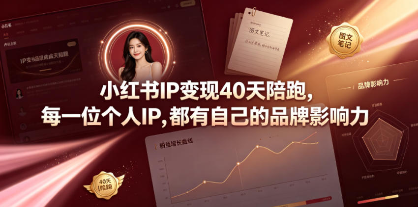 小红书IP变现40天陪跑，每一位个人IP，都有自己的品牌影响力-易创网