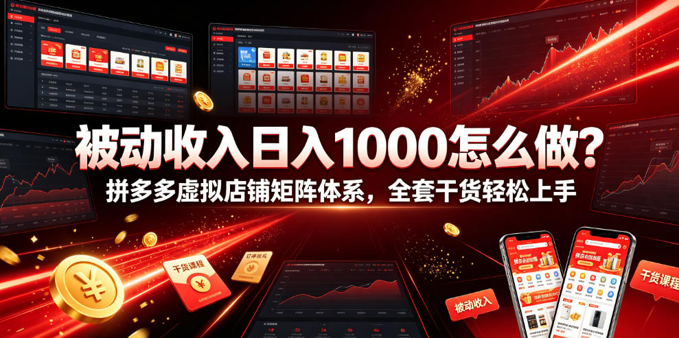 被动收入日入1000怎么做？拼多多虚拟店铺矩阵体系，全套干货轻松上手【揭秘】-易创网