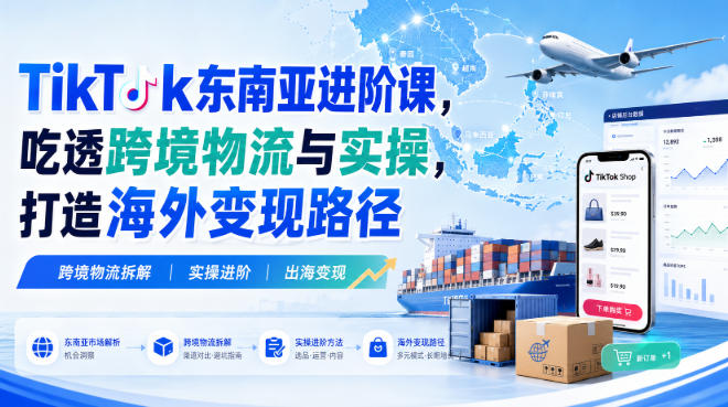 TikTok东南亚进阶课，吃透跨境物流与实操，打造海外变现路径-易创网