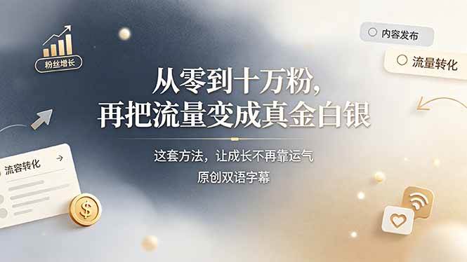 （19198期）从零到十万粉，再把流量变成真金白银——这套方法，让成长不再靠运气【原创双语字幕】-易创网