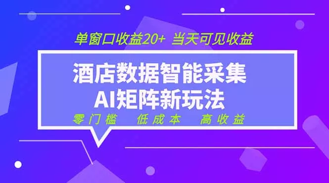 2026酒店数据采集ai智能矩阵新风口 低成本 高收益 当天见收益 单窗口20+-易创网