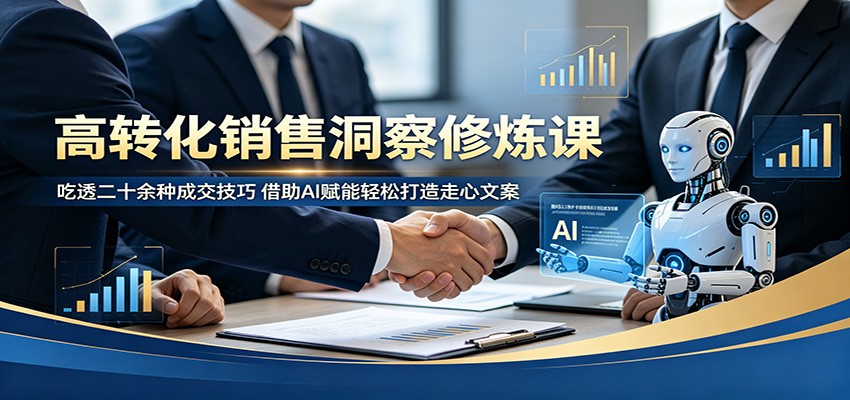 高转化销售洞察修炼课：吃透二十余种成交技巧，借助AI赋能轻松打造走心文案-易创网