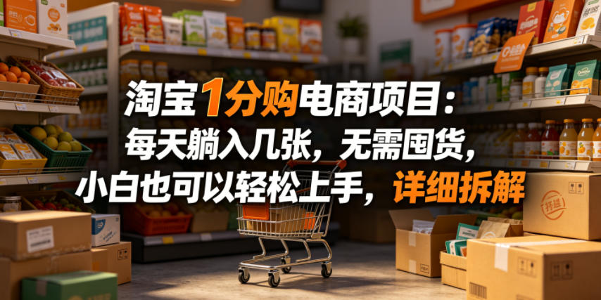 淘宝1分购电商项目：每天躺入几张，无需囤货，小白也可以轻松上手，详细拆解-易创网