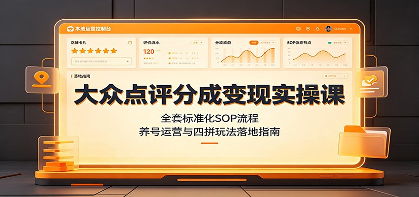 大众点评分成变现实操课：全套标准化SOP流程，养号运营与四拼玩法落地指南-易创网