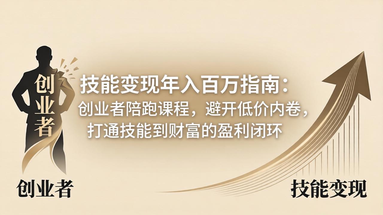 技能变现年入百万指南：创业者陪跑课程，避开低价内卷，打通技能到财富的盈利闭环-易创网