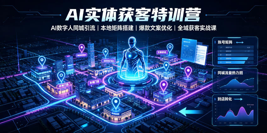 AI实体获客特训营｜AI数字人同城引流、本地矩阵搭建、爆款文案优化全域获客实战课-易创网
