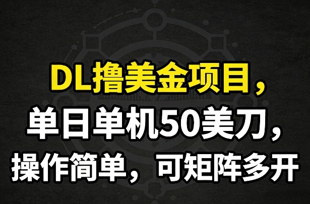 DL撸美金项目，单日单机50美刀，操作简单，可矩阵多开-易创网
