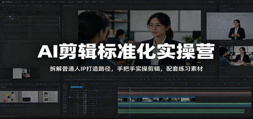 AI剪辑标准化实操营：拆解普通人IP打造路径，手把手实操剪辑，配套练习素材-易创网