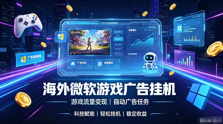 海外游戏广告自动挂G，轻资产海外副业风口，单设备稳定产出500+【揭秘】-易创网