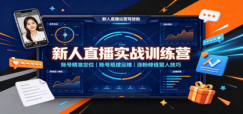 新人直播实战训练营：账号精准定位，账号搭建运维，涨粉峰值留人技巧-易创网