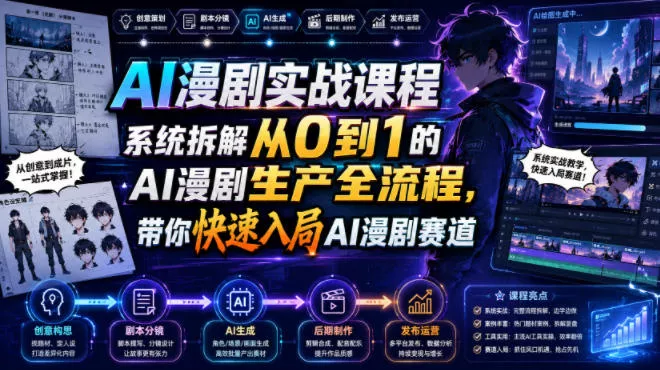 AI漫剧实战课程，系统拆解从0到1的AI漫剧生产全流程，带你快速入局AI漫剧赛道-易创网