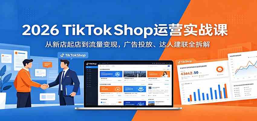 2026 TikTokShop运营实战课：从新店起店到流量变现，广告投放、达人建联全拆解-易创网