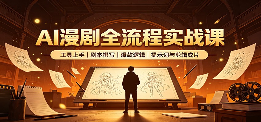 AI漫剧全流程实战课：工具上手、剧本撰写、爆款逻辑、提示词与剪辑成片-易创网