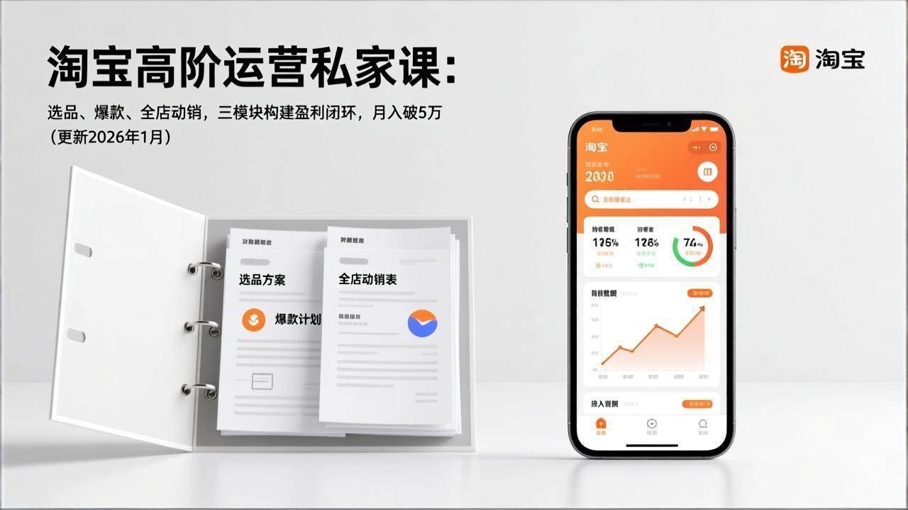 （17280期）淘宝高阶运营私家课：选品、爆款、全店动销，三模块构建盈利闭环，月入破5万（更新26年1月）网赚项目-副业赚线-互联网创业-资源整合易创网