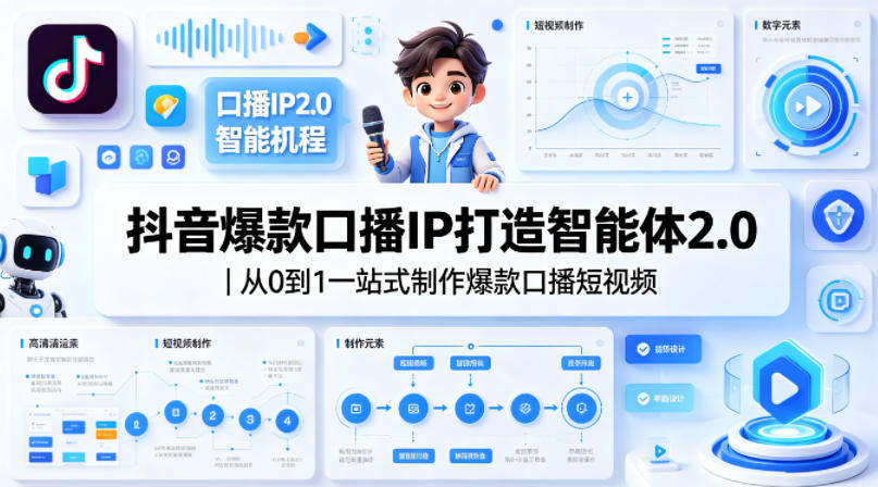抖音爆款口播IP打造智能体2.0｜从0到1一站式制作爆款口播短视频-易创网