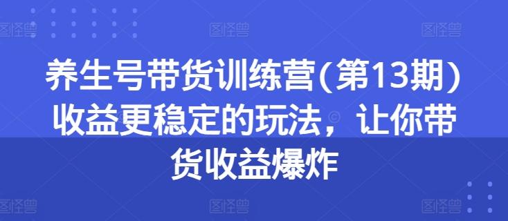 养生号带货训练营(第13期)收益更稳定的玩法，让你带货收益爆炸-易创网