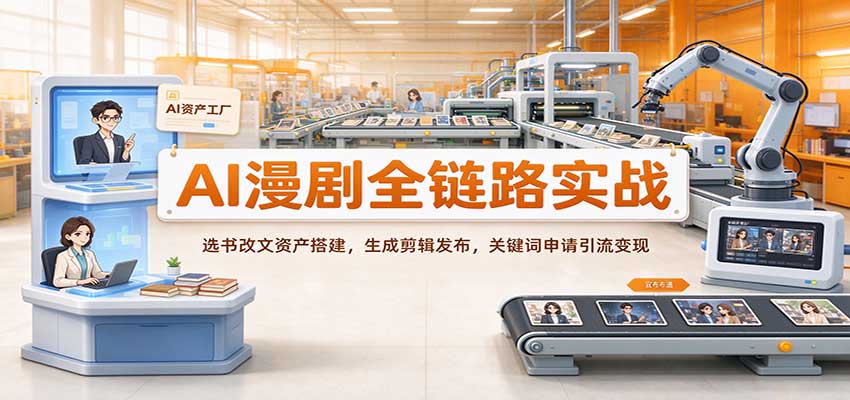 AI漫剧全链路实战：选书改文资产搭建，生成剪辑发布，关键词申请引流变现-易创网