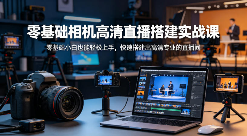 零基础相机高清直播间搭建实战课，小白也能轻松上手，快速搭建出高清专业的直播间-易创网