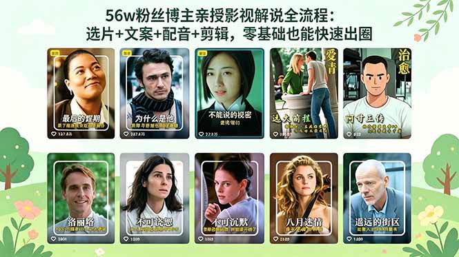 （18579期）56万粉丝博主亲授影视解说全流程：选片+文案+配音+剪辑，零基础也能快速出圈-易创网