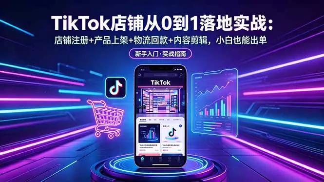 TikTok店铺从0到1落地实战：店铺注册+产品上架+物流回款+内容剪辑，小白也能出单-易创网